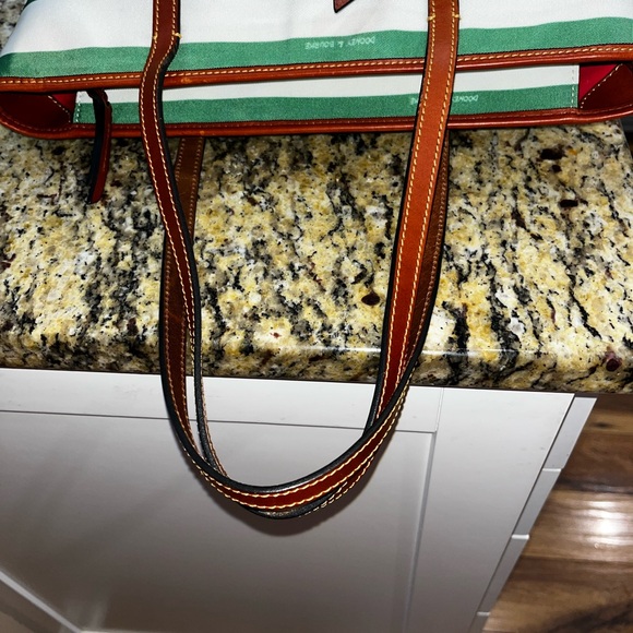 EUC Authentic Dooney&Bourke Green and White Stripe Canvas Handbag 10X16 - Picture 3 of 7